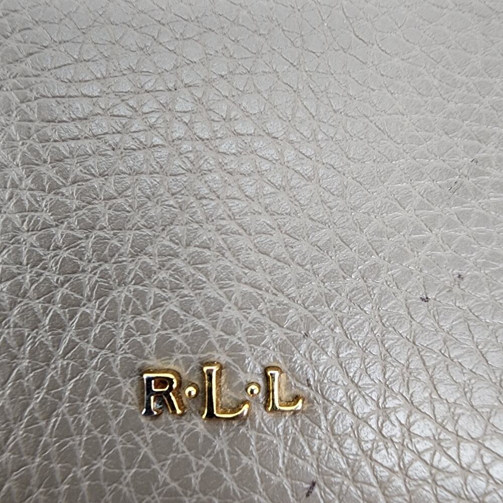 Ralph Lauren RLL Wristlet Taupe Pebbled Faux Leather Clutch Zip 8x5 Slight Flaws - Picture 2 of 12